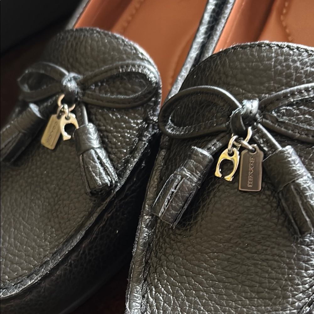 Coach Black and Silver Tassel Loafers - Picture 3 of 7